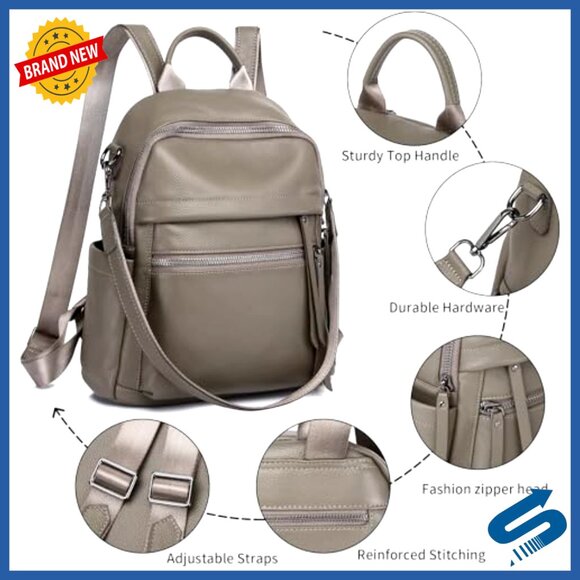Genuine Leather Convertible Backpack Purse Daypack Shoulder Bag Women main image 7